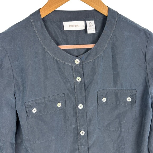 Chicos Women Lot of 2 Button Up Shirts Sz Small 4/6; 1 No-Iron + 1 Modal Office - Picture 6 of 9